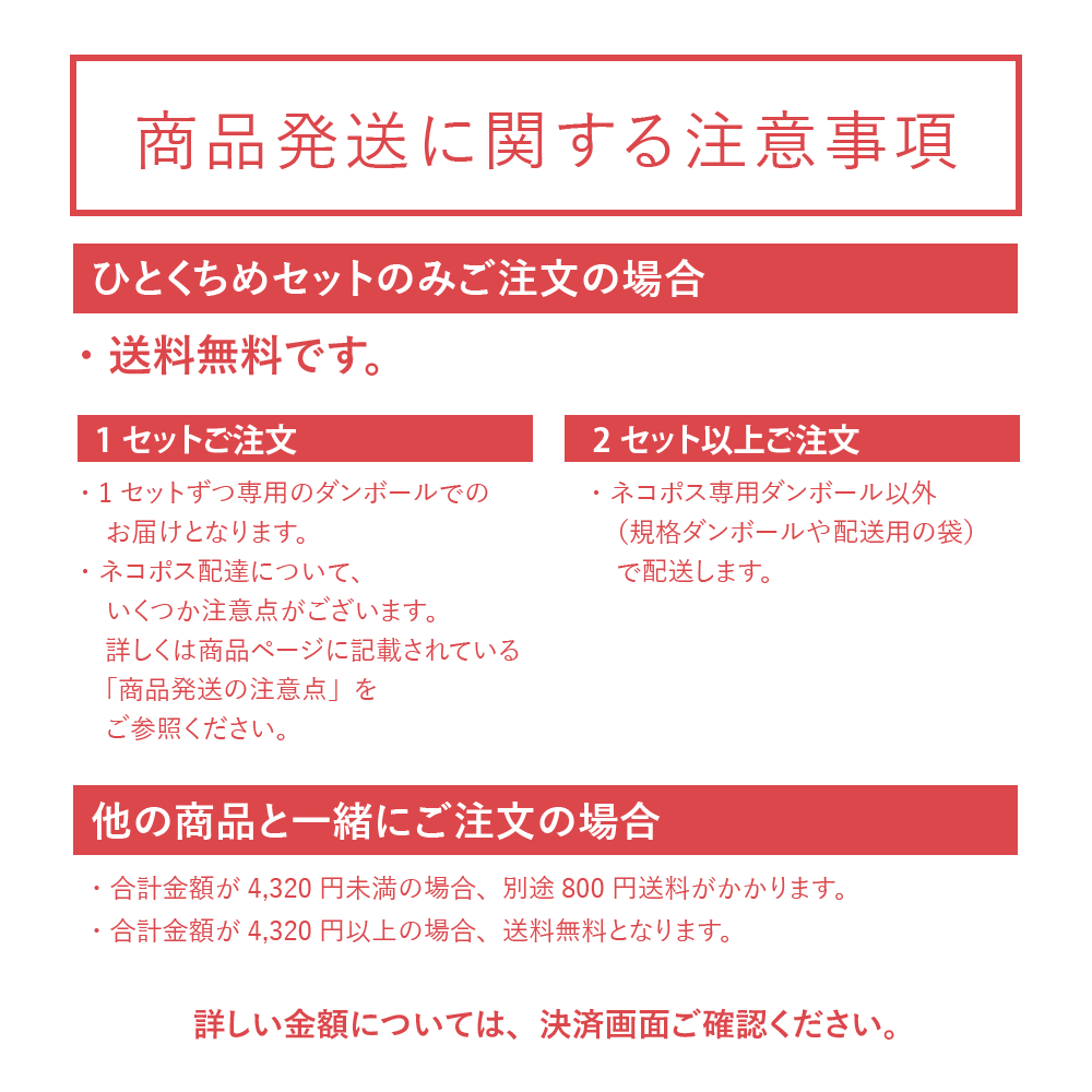 萬國珈琲ひとくちめセット商品発送に関する注意事項